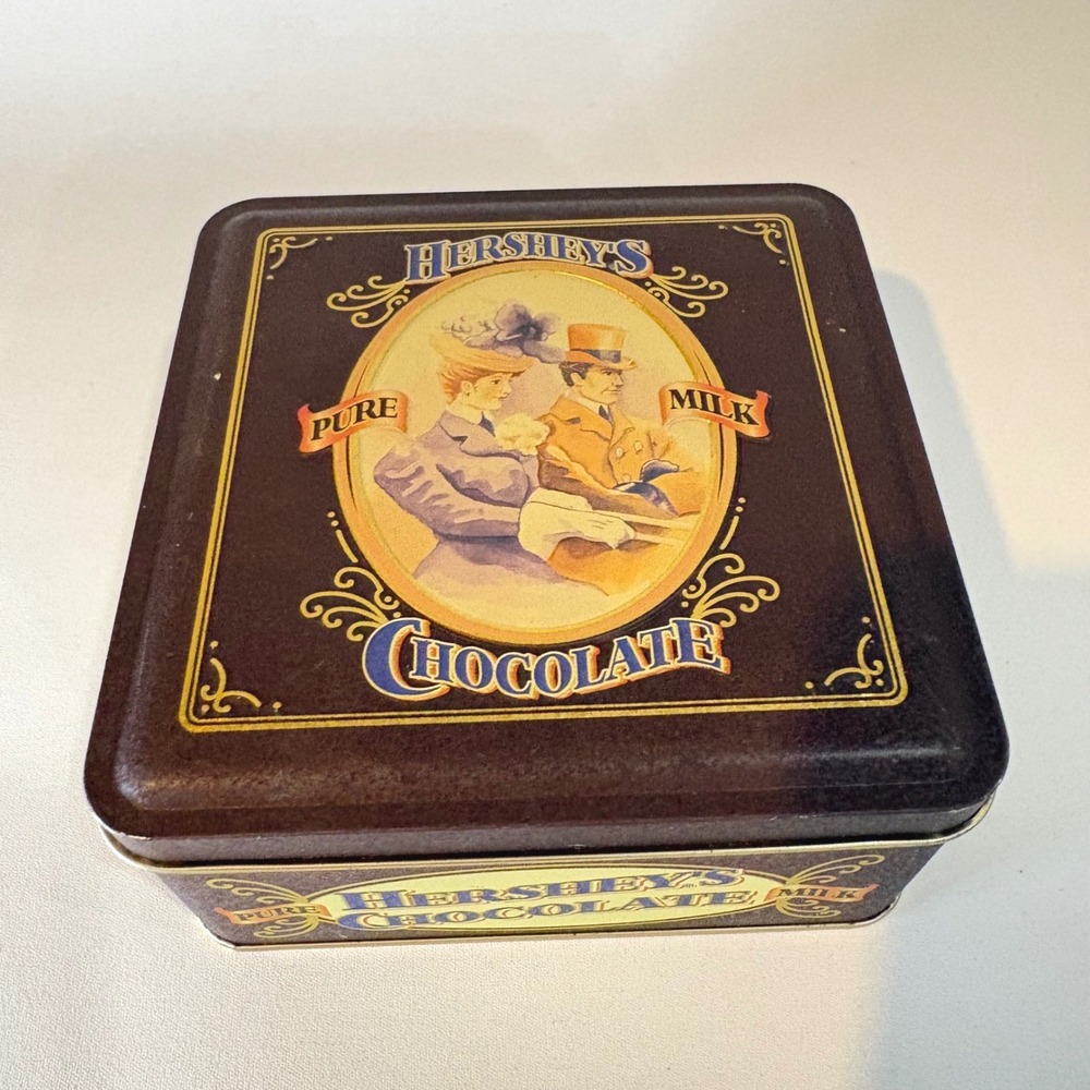 Vintage 1995 Hershey's Pure Milk Chocolate Tin Canister Vintage Edition 4 Brown